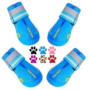 Qumy Pets Brand New Light Blue Reflective Performance Dog Shoes- Multiple Sizes